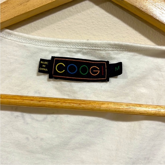COOGI White Tee with Colorful Logo and Gold Accents. - Picture 3 of 7